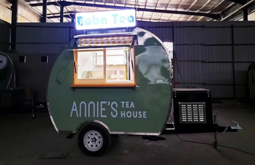 custom built bubble tea trailer light design